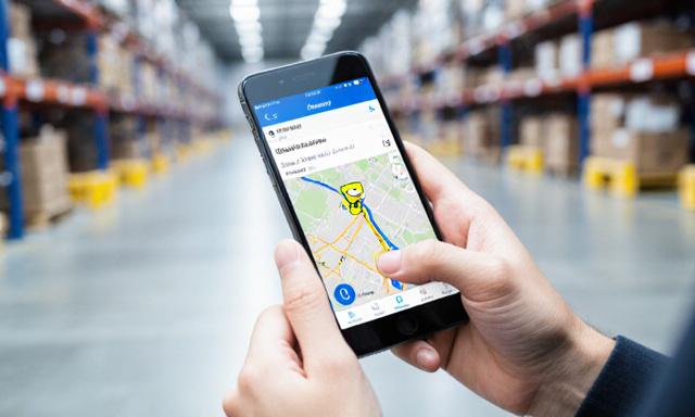 Pantalla de aplicación móvil mostrando rastreo GPS de paquetes en tiempo real